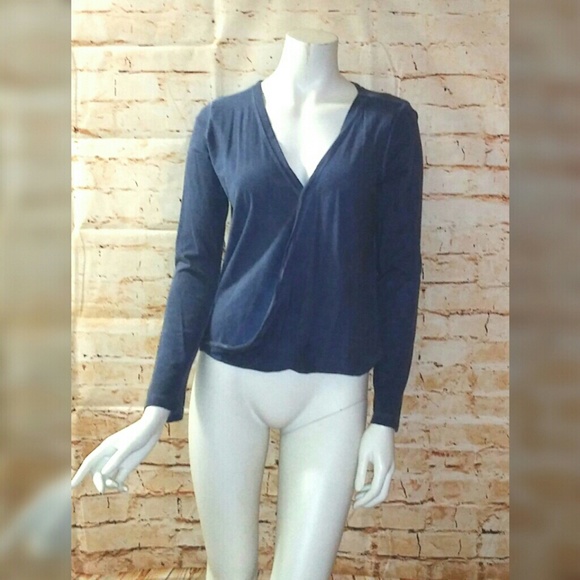 Anthropologie Tops - Anthropologie S Blue Distressed Wrap L/S Shirt